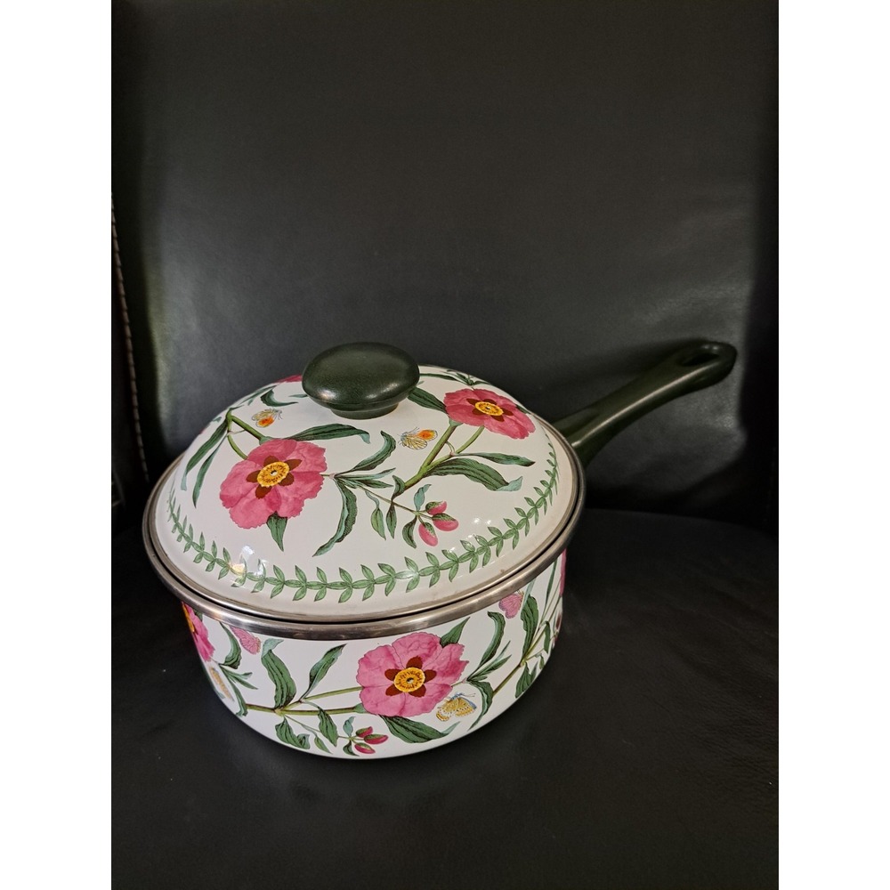 Portmeirion Botanic Garden Purple Rock Rose 2 Quart Saucepan with Lid Spain‎